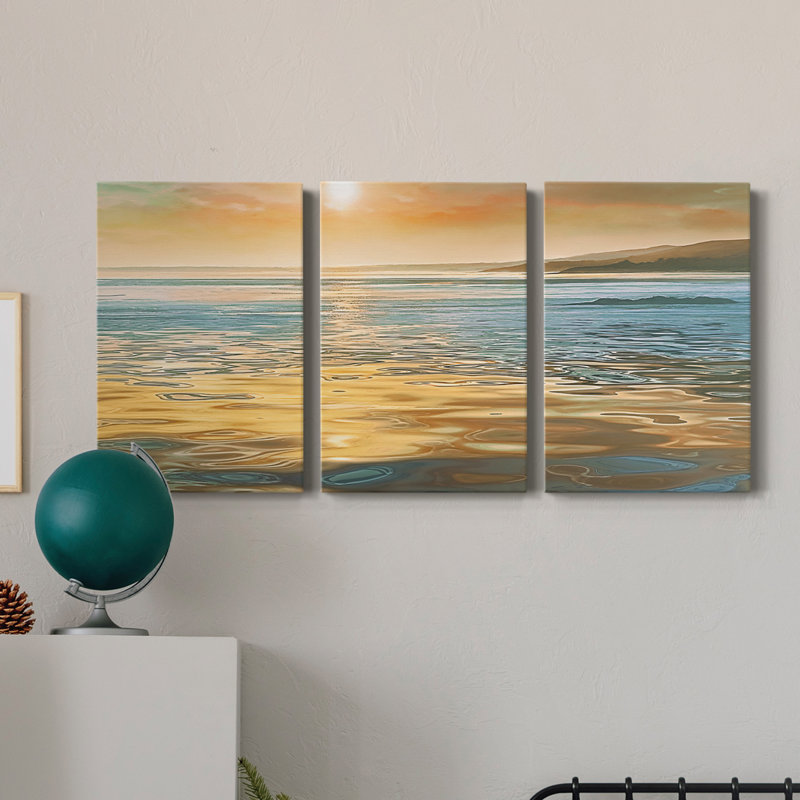«Evening Calm» - ensemble de 3 impressions sur toile tendue, H 36 po x l 72 po x P 1 po