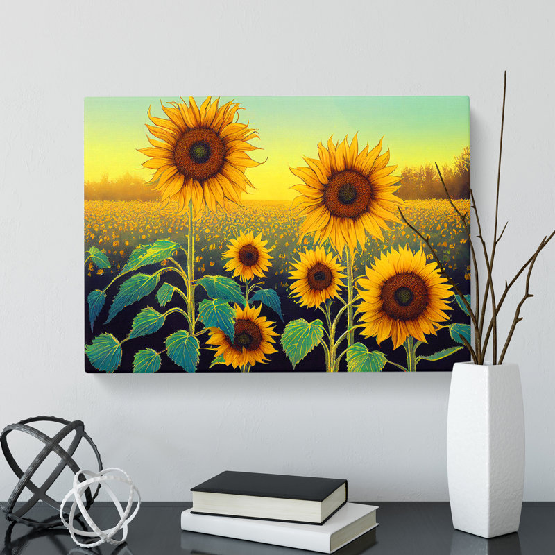 Exceptional Sunflower Field - Wrapped Canvas, 35cm H x 50cm W x 3cm D