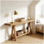 Table basse de style naturel, table d'entrée en bois, console élégante