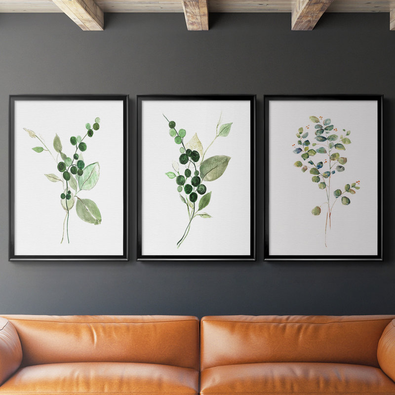 Brins vert I, toile encadrée de qualité supérieure, prête à être accrochée, Noir, H 30,5 po x l 67,5 po x P 1,25 po