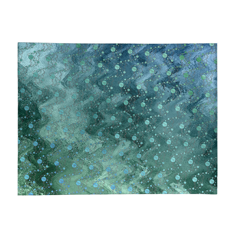 Tapis de planètes et étoiles vertes, Rectangle 8 pi x 10 pi