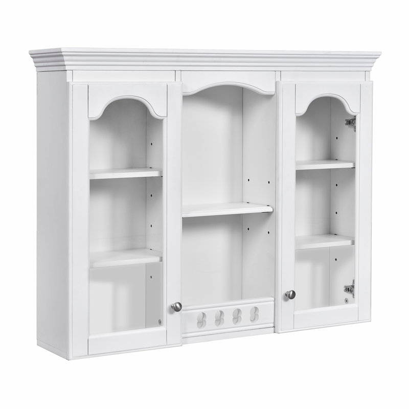 Bathroom Wall Cabinet with 2 Glass Doors