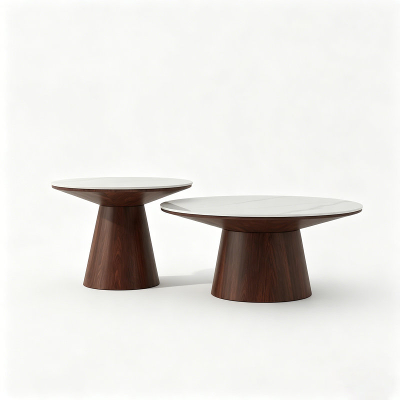 Ensemble de table Ansel, Blanc marbré brillant