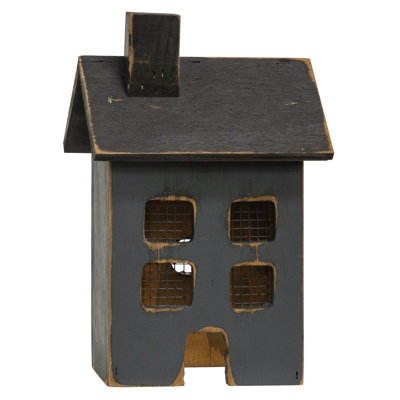 Distressed Wooden Small Blue Light Up House