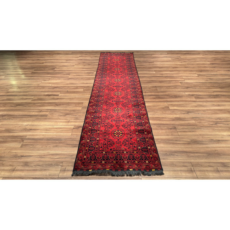 Tapis en laine et coton rouge noué à la main Original