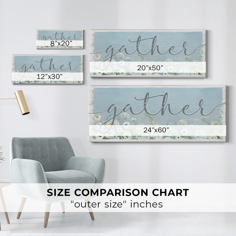 «Gather Garden» sur toile, art textuel, H 12 po x l 30 po x P 1,5 po