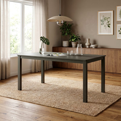 Table de salle à manger rectangulaire moderne avec surface texturée - Conception classique à quatre pieds pour les espaces contemporains
