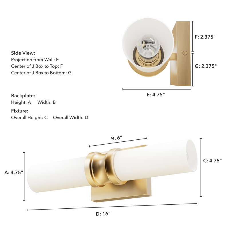 Lenlock 2 - Light Dimmable Vanity Light, White, Gold