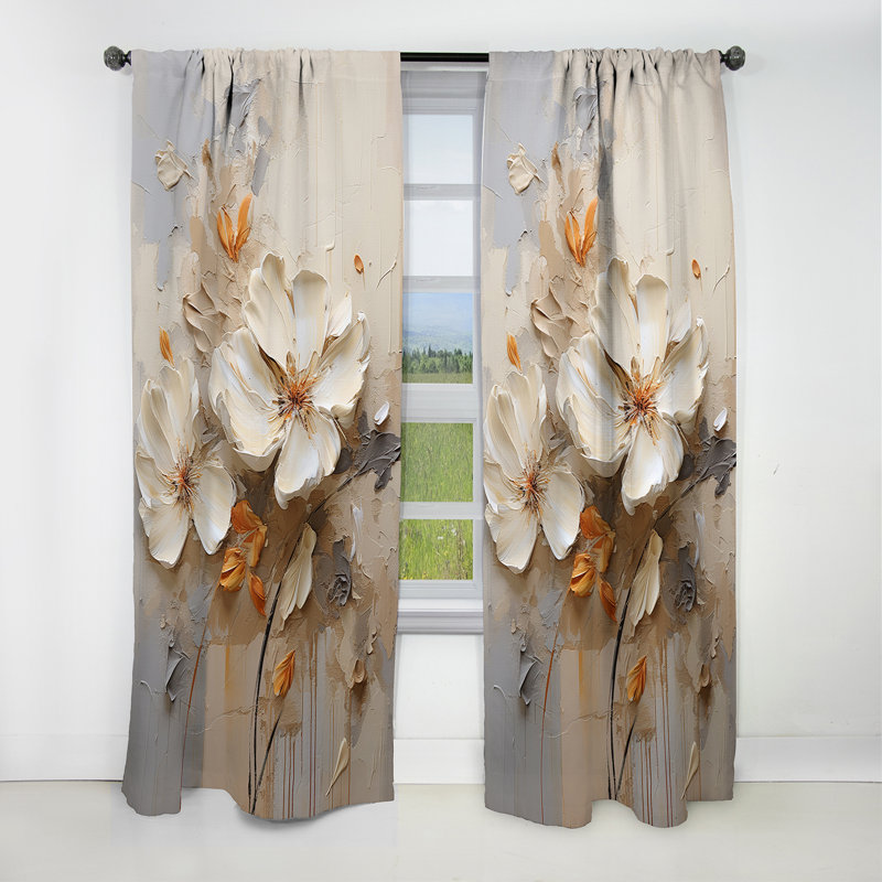 Boxrah - Rideau à fleurs - Rideau occultant à motif floral - 1 panneau, L 52 po x L 108 po