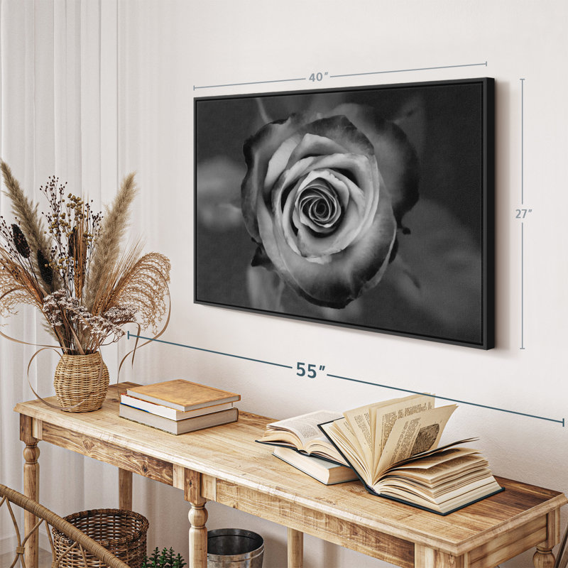 Floral et botanique «Black White Rose», H 27 po x l 40 po