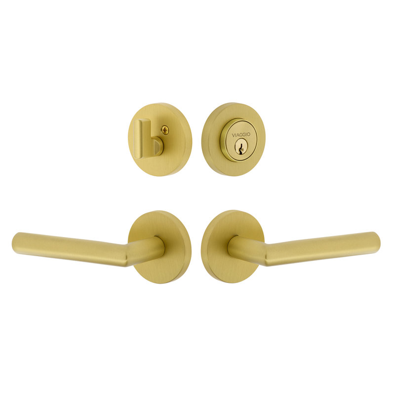 Circolo Moderno Entry Lever Set with Single Cylinder Deadbolt, Left, 2.75", Satin Brass