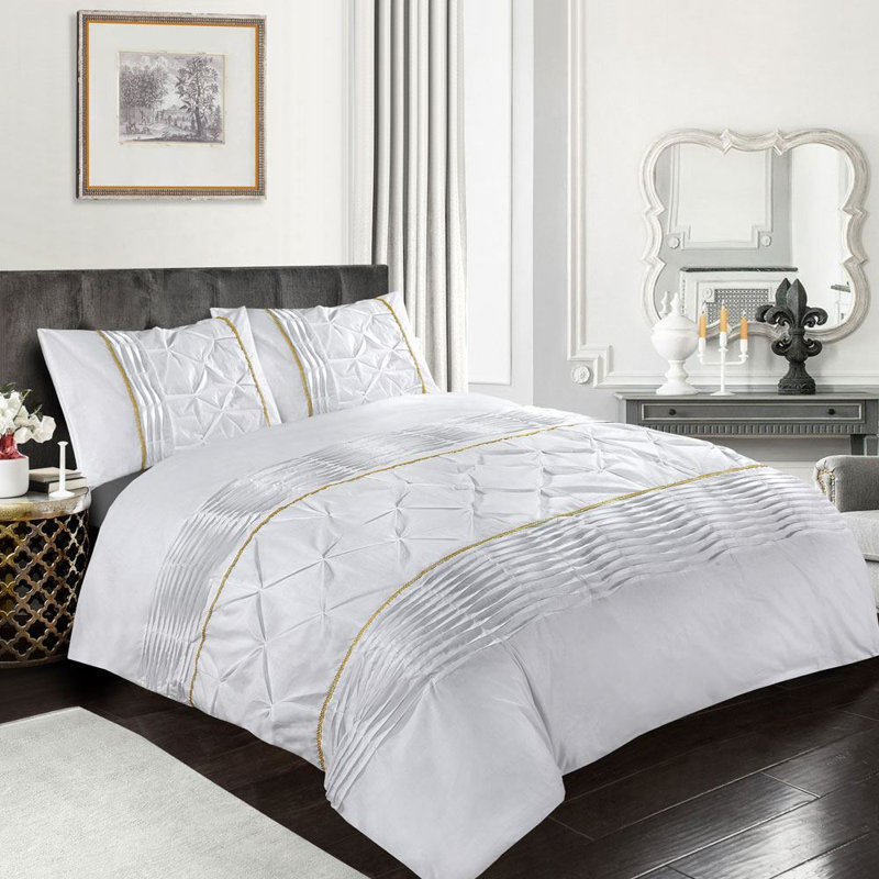 Eleanor Pintuck Duvet Cover Set, Single, White