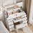 Greyden Vanity Set With LED Mirror & Power Outlets, 9 Drawers with Diamond Handles-534821134