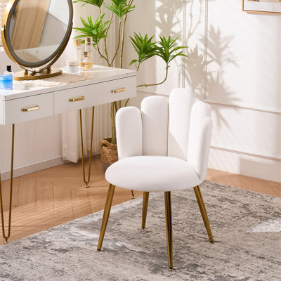 Velvet Vanity Chair with Back Vanity Stool with Gold Legs by Mercer41