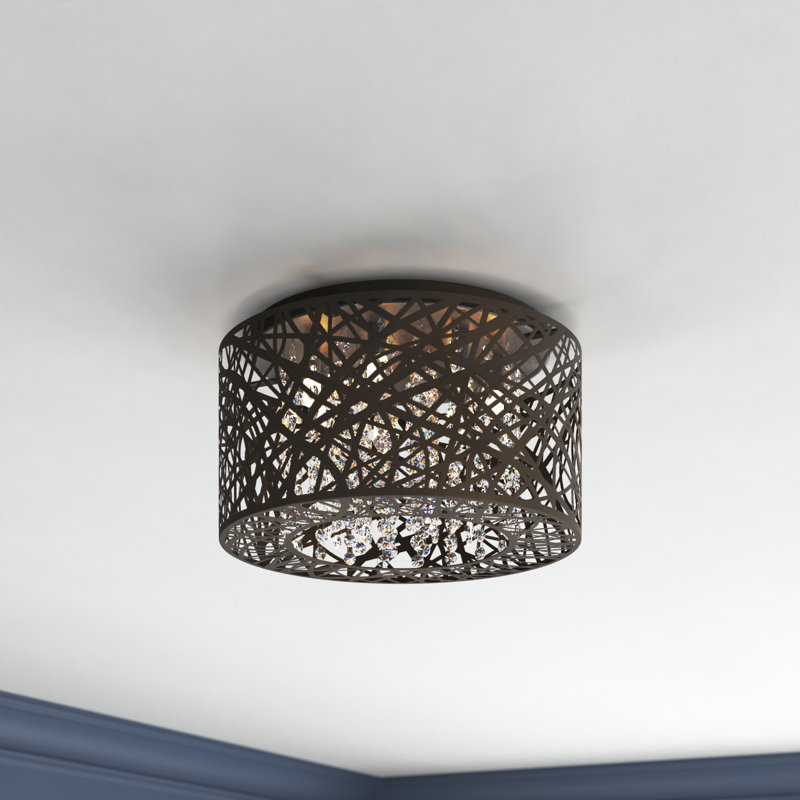 7 -Light Crystal Shaded 15.75" Flush Mount, Oil Rubbed Bronze 