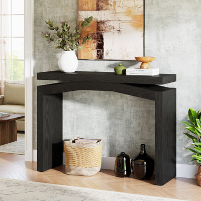 39.4" Console Table with 1.97" Thick Tabletop, Small Entryway Table Sofa Console for Hallway, Foyer, Living Room