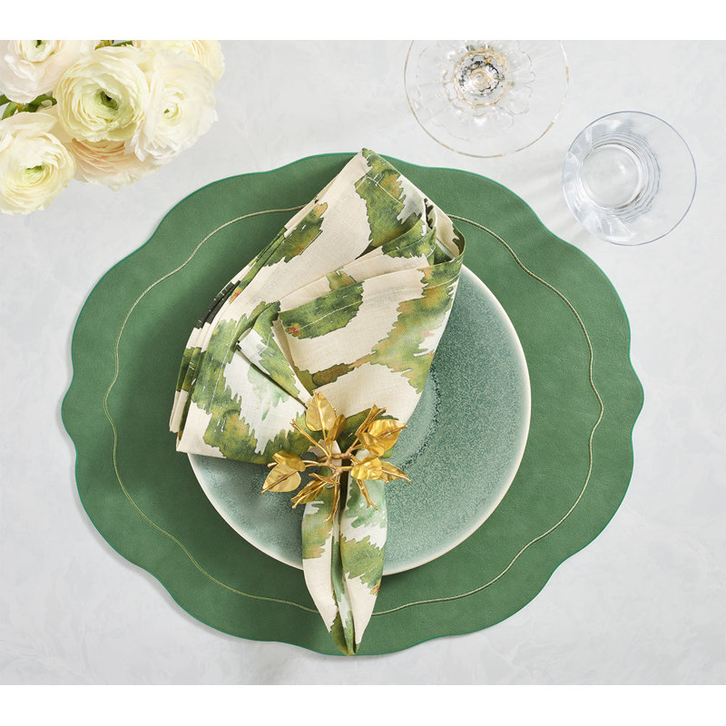 Watercolor Ikat Napkin, Olive