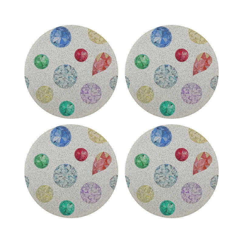 Jewel Vegan Leather Round Beaded Placemat