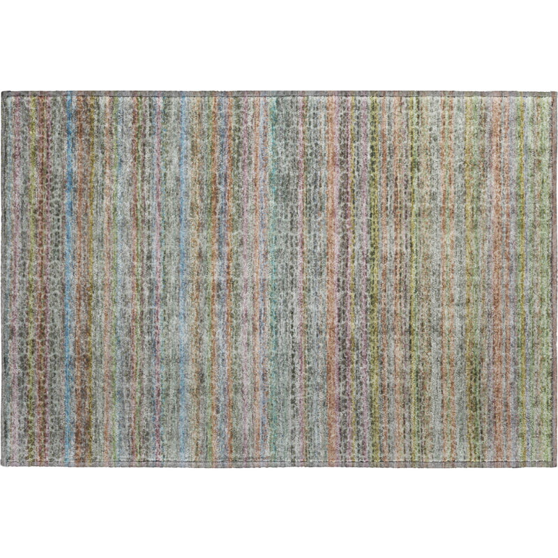 Premium Machine Washable Mayfield AMF2155 Striped Rug, Aqua, Rectangle 1'8" x 2'6"