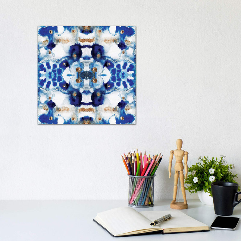 Symmetric Blue - Print on Canvas, 30.48 cm H x 30.48 cm W, Wrapped Canvas
