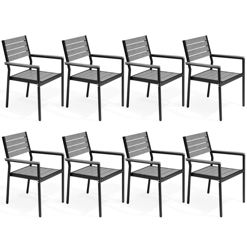 Chaise de salle à manger en aluminium empilable pour l'extérieur, Gris
