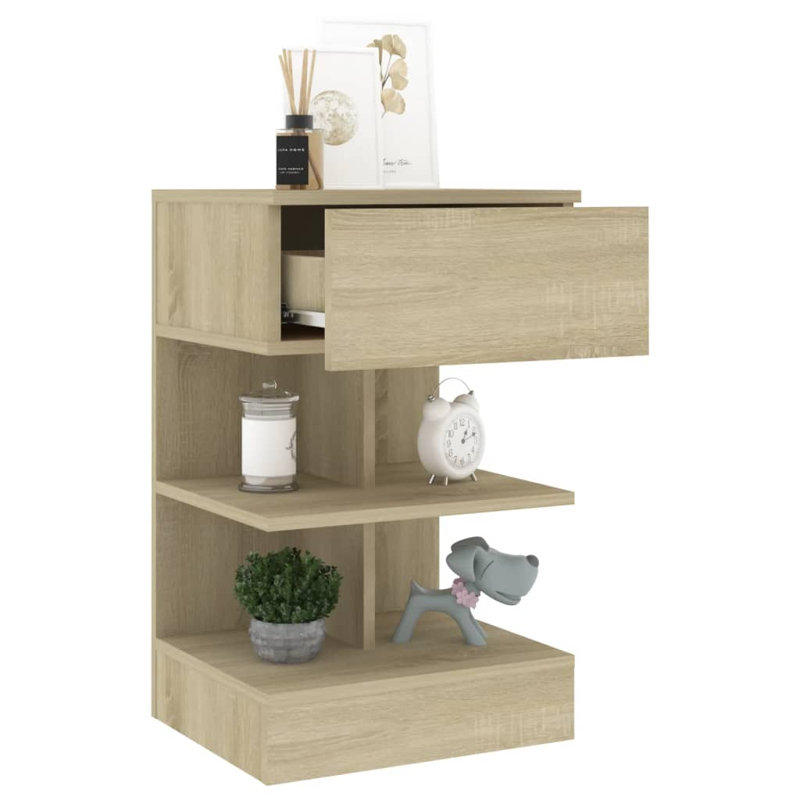 Gilliane Bedside Cabinet 40x35x65 cm Engineered Wood, Old Wood, Old Wood, Set of 2