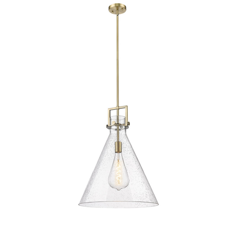 Luminaire suspendu avec tige 30 po Coterie, Laiton brossé, Bullé, H 22,75 po x l 18 po x P 18 po
