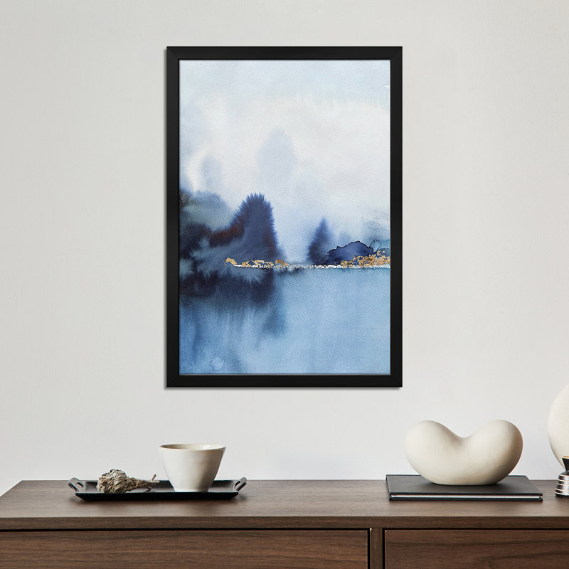 «A Serene Misty Landscape In Shades Of Blue», reproduction d'art mural - affiche de galerie, H 24 po x l 16 po