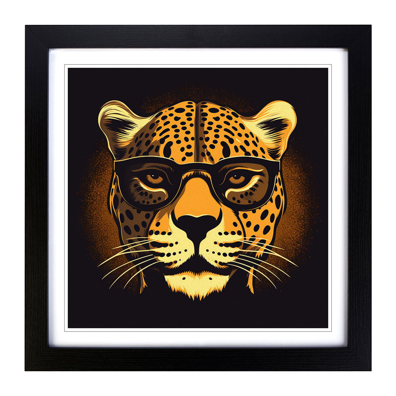 Cheetah Retro - Framed Print, Black