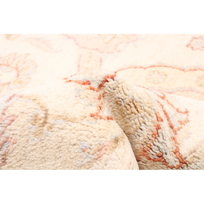 Tapis unique en laine noué à la main 8 pi One-of-a-Kind Woodsburgh de couleur crème / kaki