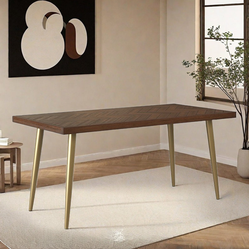 Table de salle à manger en bois massif de luxe clair, H 29,52 po x L 70,86 po x l 27,55 po
