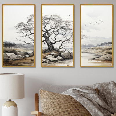 Chêne dans une palette monochromatique I - ensemble d'art sur toile chêne