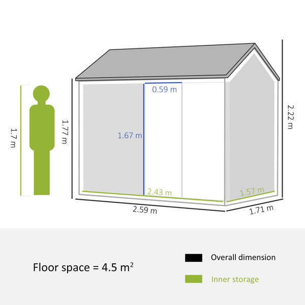 Dakota Fields Brynzlee 8 Ft. W x 6 Ft. D Galvanised Steel Garden Shed ...