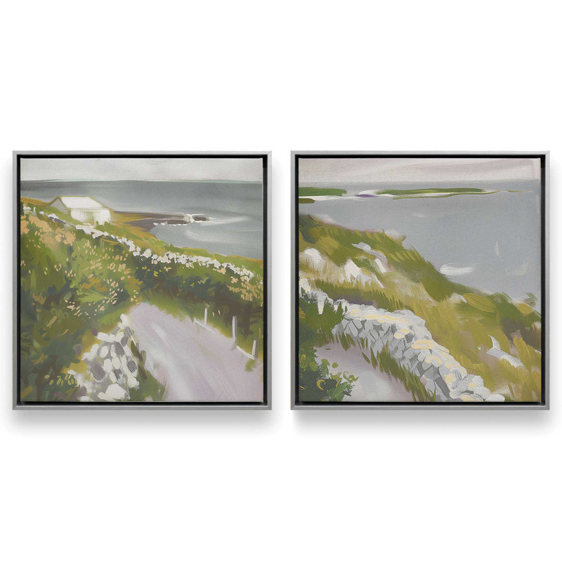 «Floral Coastal Walk», ensemble de 2, reproduction sur toile, H 12,75 po x l 12,75 po x P 1,75 po, Encadrement argenté