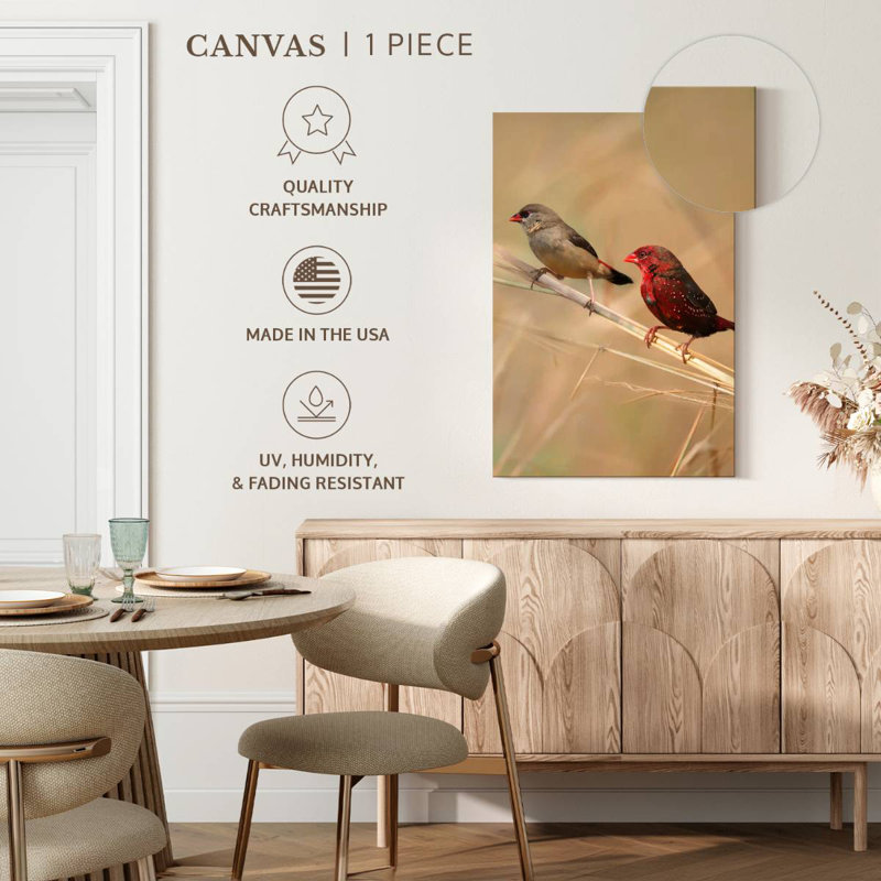 Brampt Strawberry Finches, 30" H x 20" W