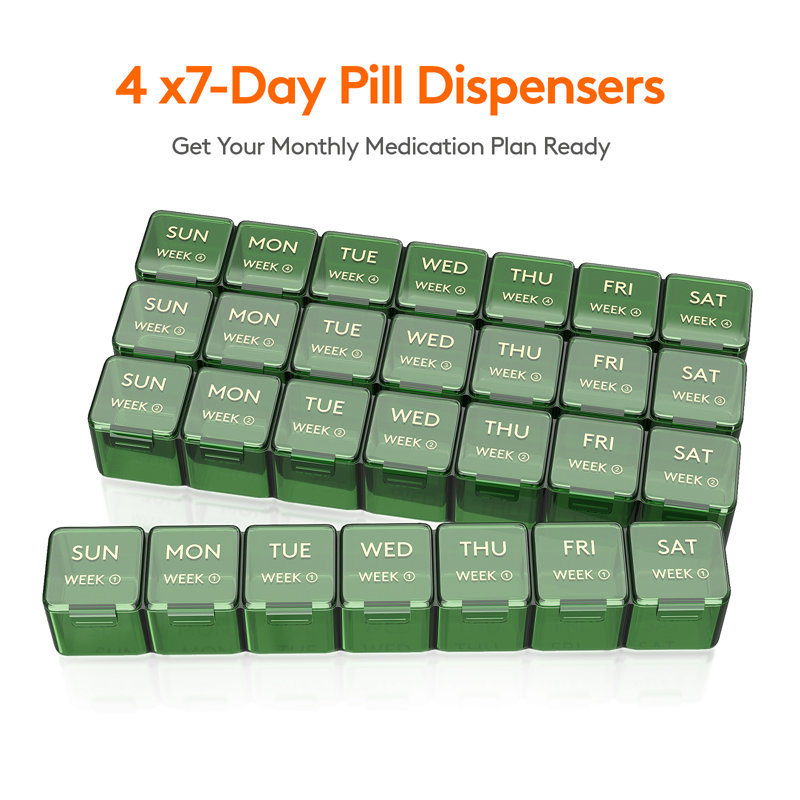 28 Day Pill Craft Case Plastic Set, Green