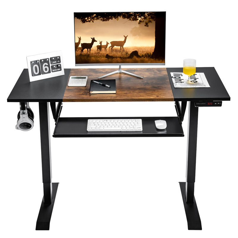 Bureau debout à hauteur ajustable Kesgrave, Noir / brun
