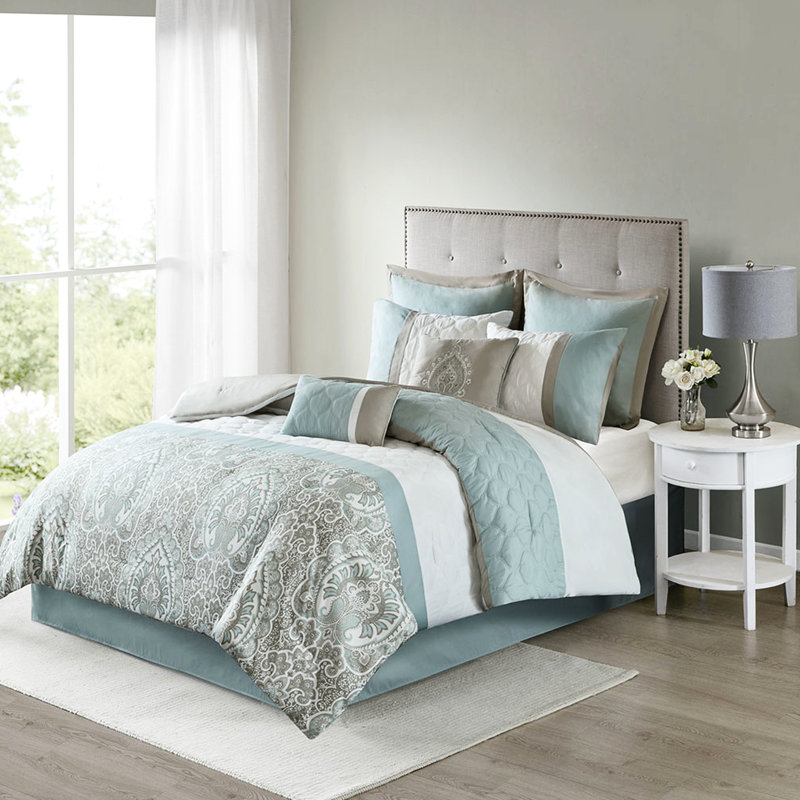 8 Piece Bedding , Style, Accents, , Machine Washable Comforter Package, Pieced And Design, Theme, Fill, Steam Iron Available
