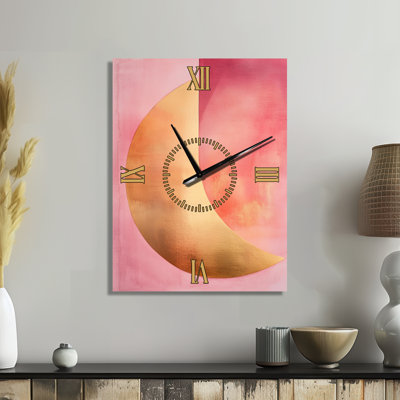Blush and Gold Arcs I - Horloge murale glamour