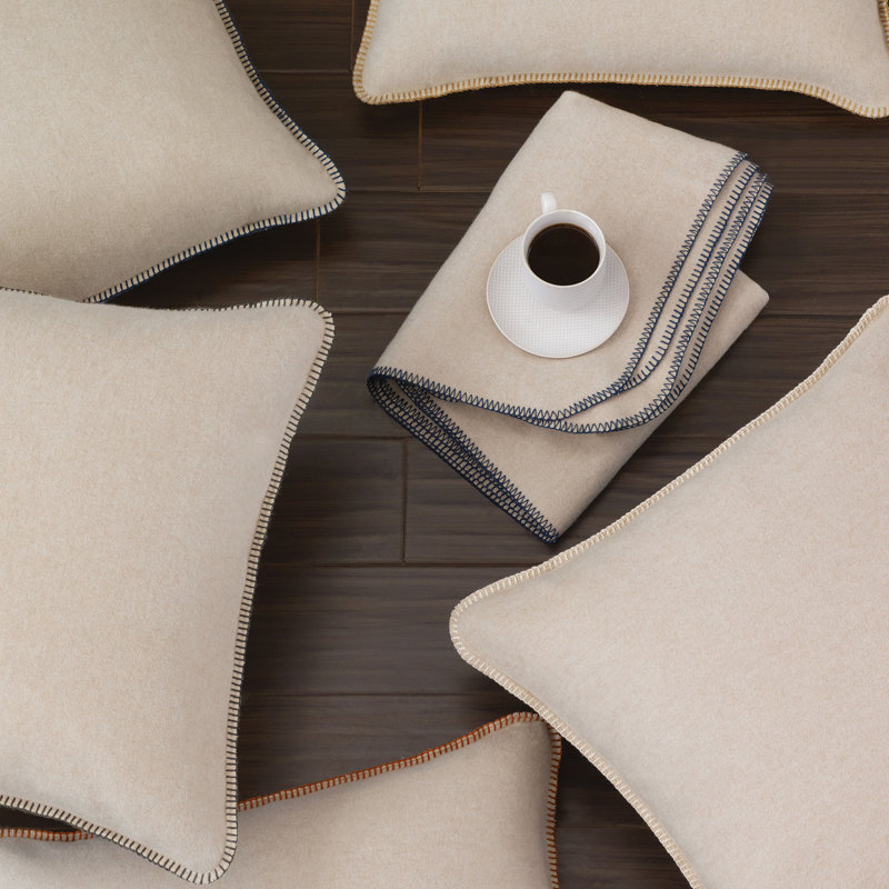 Bellingham Square Pillow Cover & Insert, Brera Bisque/Denim