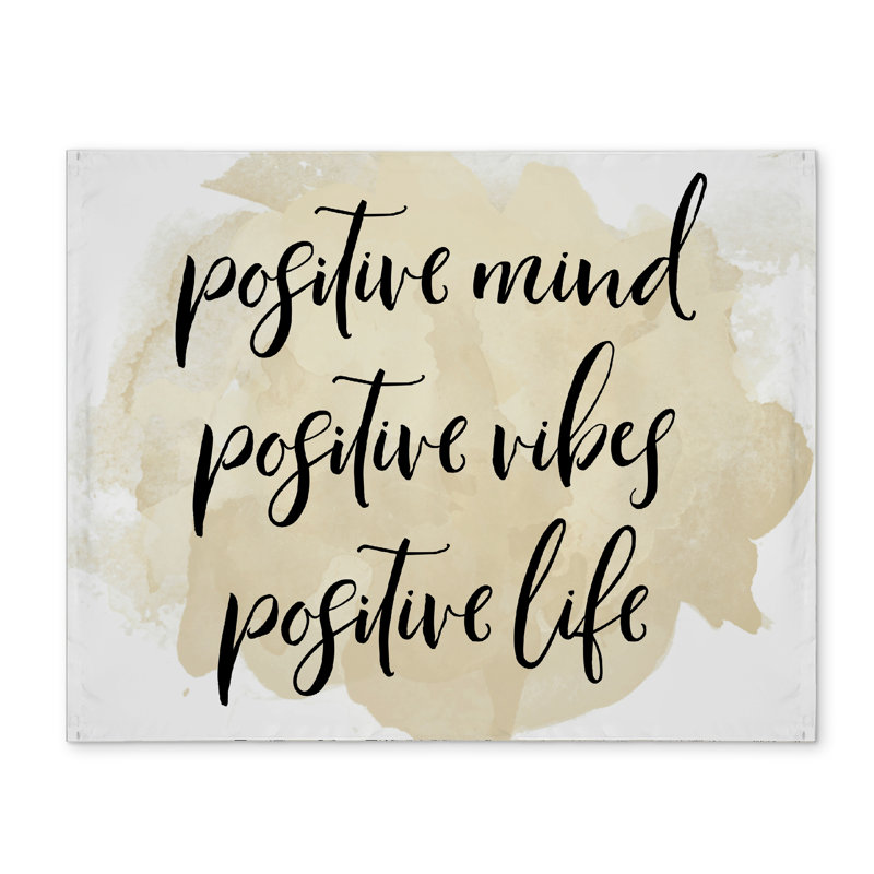 Beige Typo Polyester Placemat - Positive Mind Vibes Decor