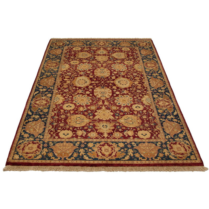 Tapis en laine rouge foncé/doré/bleu 6 pi x 9 po main one-of-kind-noué la 2010 ushak Xanthos