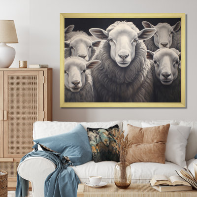 Famille de moutons monochrome II - impression