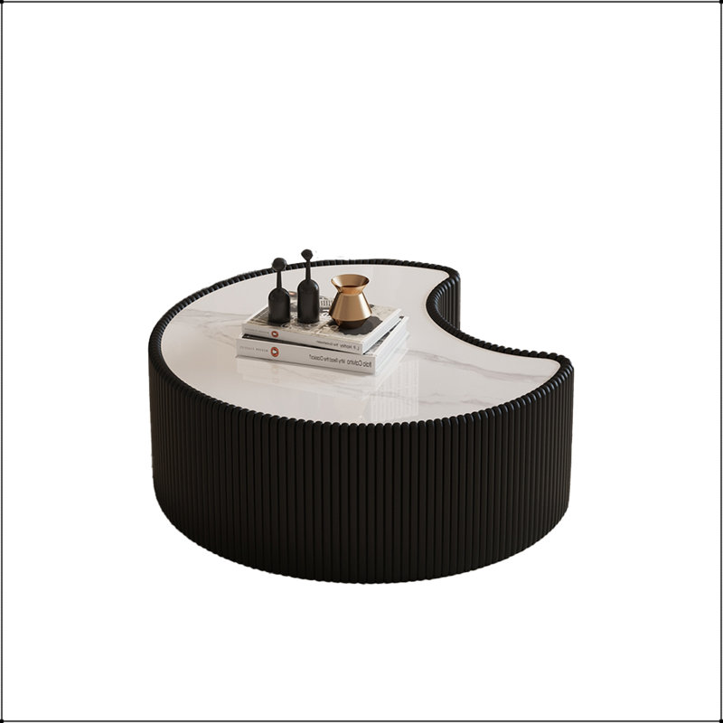 Table basse de forme irrégulière en pierre frittée, Black