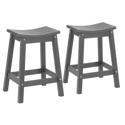 24" HDPE Outdoor Counter Height Bar Stools Set of 2 ,Deck Balcony Kitchen Counter Yard Bar Party