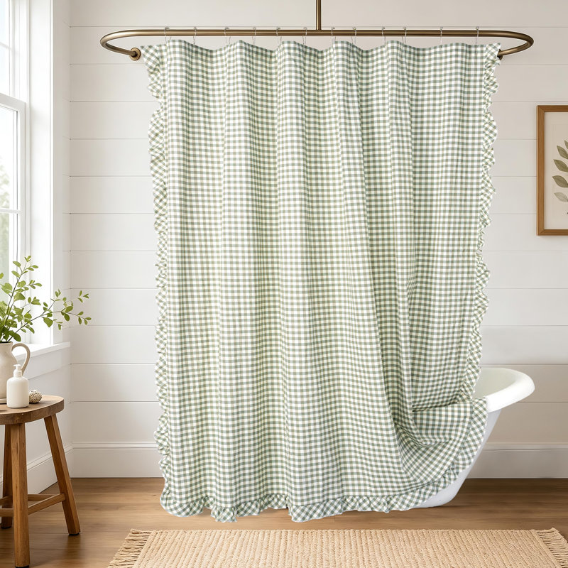 Rideau de douche à boutonnière 100% coton, Vert