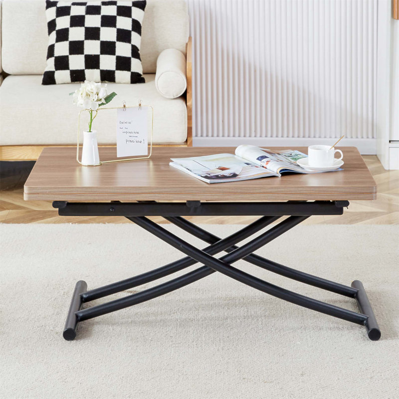 Rectangle L 43,3 po x l 39,3 po Brailee, Bois naturel délavé, Noir