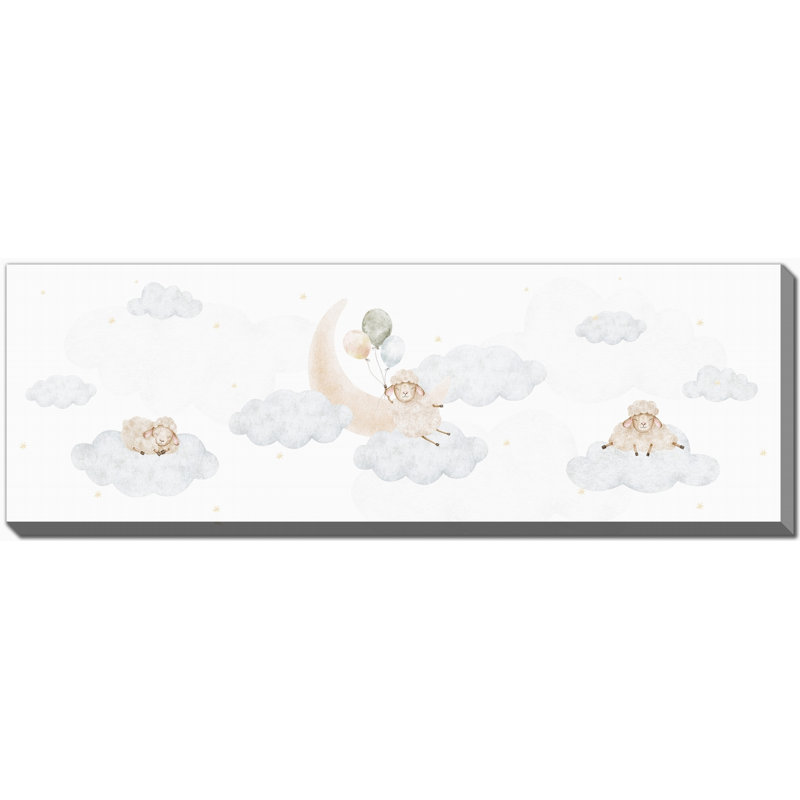 Mouton et nuages, art mural sur toile, 20" H x 60" W