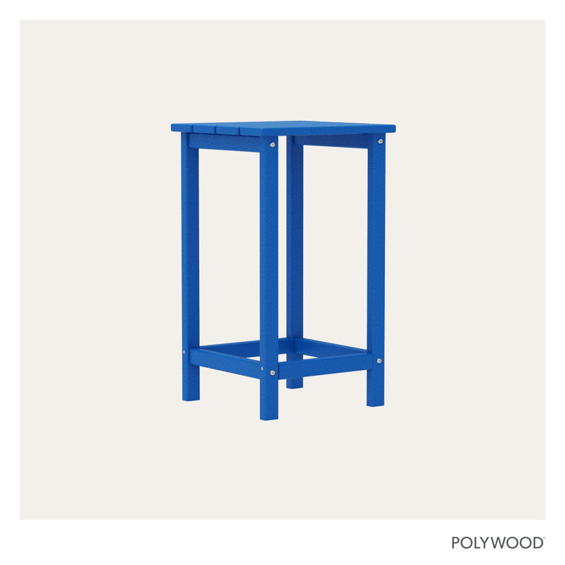 POLYWOOD Long Island 26" Counter Side Table, Pacific Blue