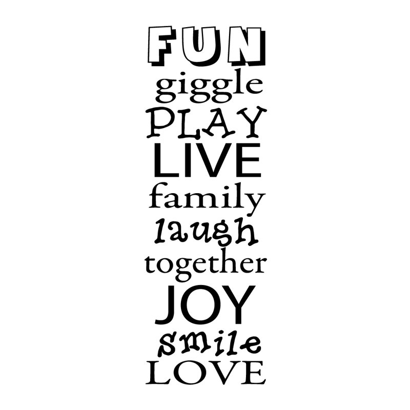 Adhésif décoratif Play Play: Fun, Giggle, Play, Live, Family, Laugh, Together, Joy, Smile, Love, Noir
